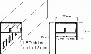 LED-End profile complete (single lighting)